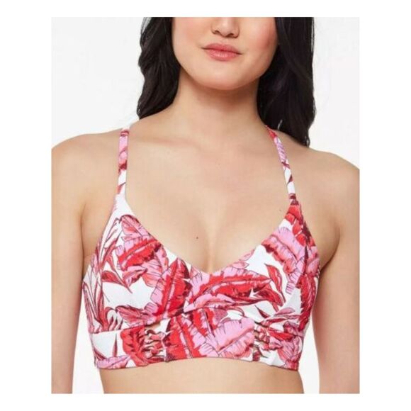 JESSICA SIMPSON Other - JESSICA SIMPSON Women's Pink Cropped Cami Bikini Paradiso Palm Swimsuit Top S